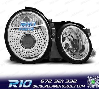 FAROS PARA MERCEDES CLASE CLK W208 98-02 LUPA FONDO CROMO