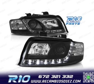 FAROS AUDI A4 B6 00-04 FONDO NEGRO LUZ DIURNA LED