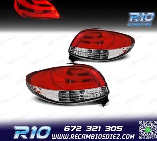 PILOTOS PEUGEOT 206 98-09 LIGHT BAR ROJO CROMO