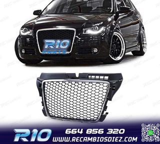 PARRILLA AUDI A3 8P 08-12 LOOK RS3 NEGRO CROMO