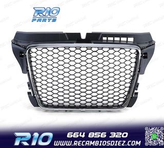 PARRILLA AUDI A3 8P 08-12 LOOK RS3 NEGRO CROMO