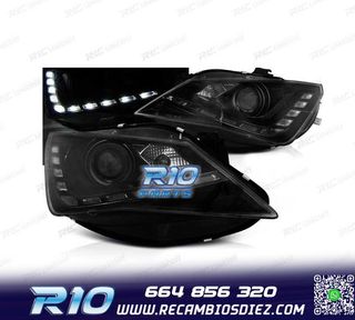 FAROS PARA SEAT IBIZA 6J 12-15 LUZ DIURNA LED FONDO NEGRO