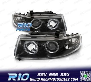 FAROS SEAT LEON TOLEDO 1M OJOS ANGEL 99-05 FONDO NEGRO LED