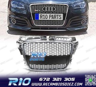 PARRILLA AUDI A3 8P 08-12 LOOK RS CROMO NEGRO