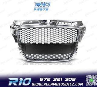 PARRILLA AUDI A3 8P 08-12 LOOK RS CROMO NEGRO