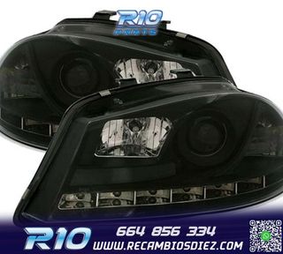 FAROS PARA SEAT IBIZA CORDOBA 6L 02-08 DRL NEGROS H1 H1