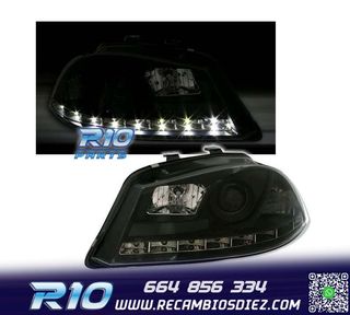 FAROS PARA SEAT IBIZA CORDOBA 6L 02-08 DRL NEGROS H1 H1