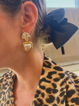 Pendientes vintage corazón perla y oro