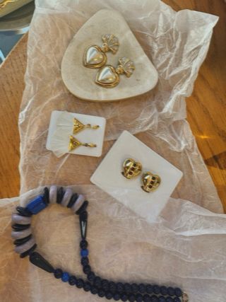 Pendientes vintage corazón perla y oro