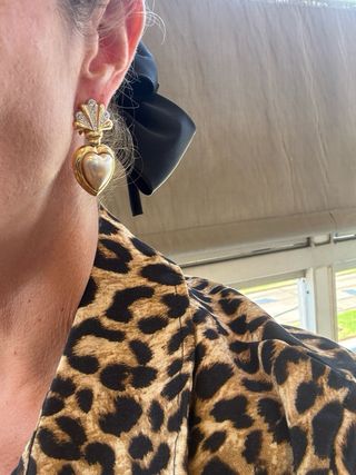 Pendientes vintage corazón perla y oro