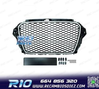 PARRILLA AUDI A3 8V 12-16 LOOK RS3 NEGRO CROMO