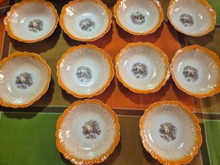 Juego 10 Platos Postre Cerámica Naranja