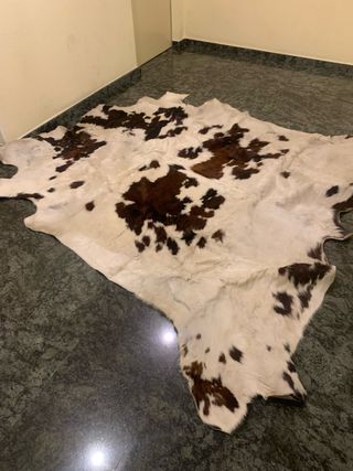 Alfombra Piel Vaca Auténtica Marrón y Blanca