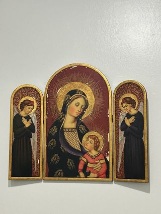 Tríptico religioso Virgen y Niño