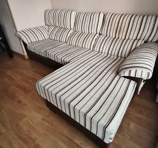 Sofá Chaiselongue Beige y Marrón