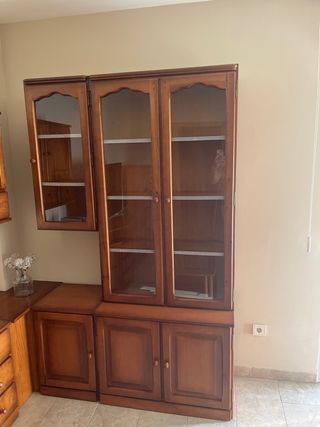 Vitrina de madera con mueble bajo