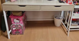 Escritorio Ikea Blanco/Efecto Roble