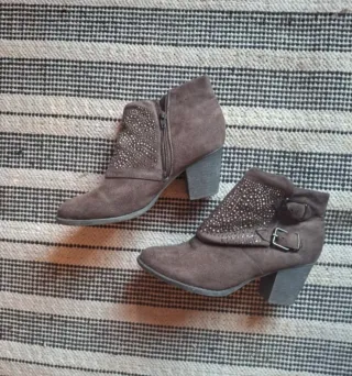Botines tacón mujer brillantitos