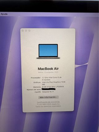 MacBook Air 2020 Plata/Gris Espacial
