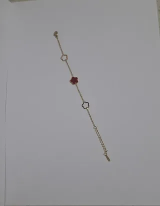 Braccialetto donna fiore oro e rosso