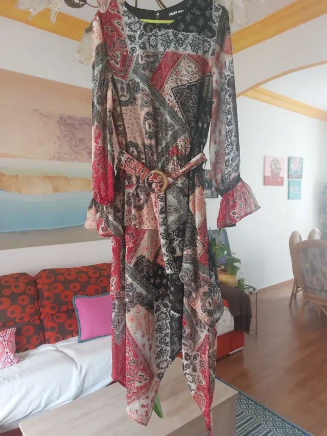 Vestido estampado patchwork talla s