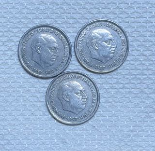 3 Monedas 25 Ptas 1957 Estrella 69