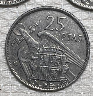 3 Monedas 25 Ptas 1957 Estrella 69