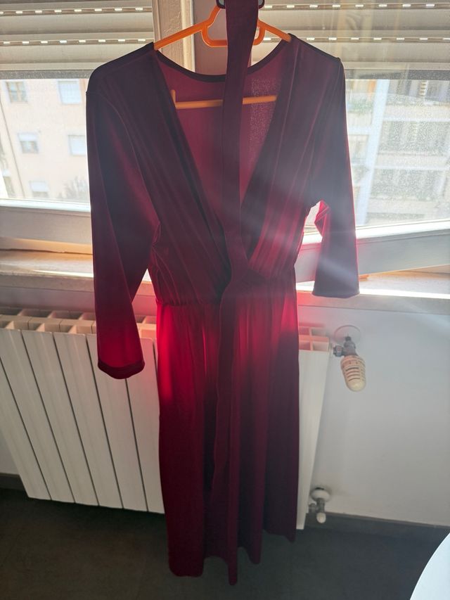Vestito rosso velluto taglia M con cintura