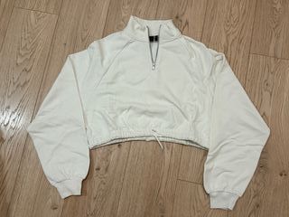 Sudadera Crop Manga Larga Blanca