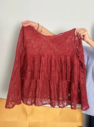 Blusa de encaje  teja