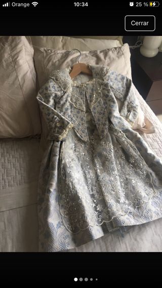 Traje Fallera Niña Azul y Blanco