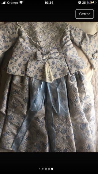 Traje Fallera Niña Azul y Blanco