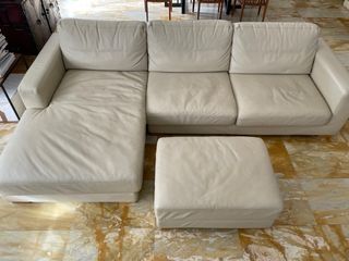 Divano angolare in pelle beige