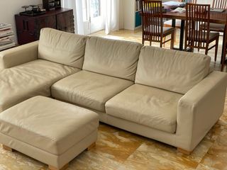 Divano angolare in pelle beige