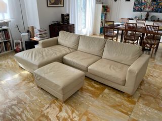 Divano angolare in pelle beige