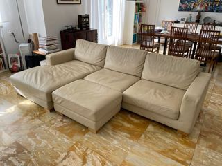 Divano angolare in pelle beige