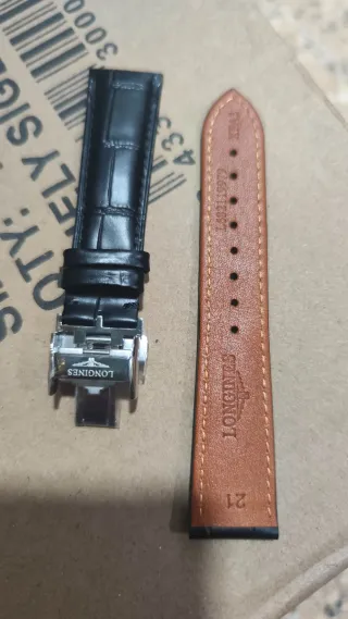 Correa Longines Piel Negra 21mm