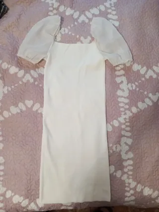 Vestido blanco manga abullonada