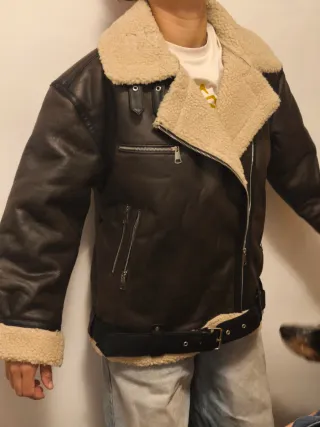 Chaqueta oversized Piel Sintética Beige/Marrón