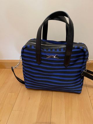 Bolso Bimba y Lola rayas azul y negro