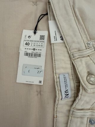 Pantalón vaquero Zara blanco talla 38/40