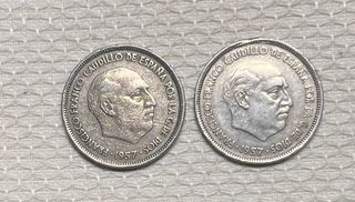 2 Monedas 25 Ptas 1957 Franco