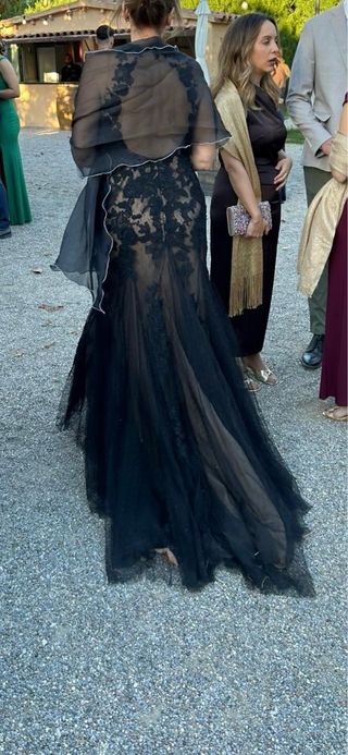 PRONOVIAS Vestido Negro ENCAJE