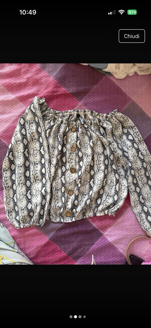 Camicia donna velata beige/grigia