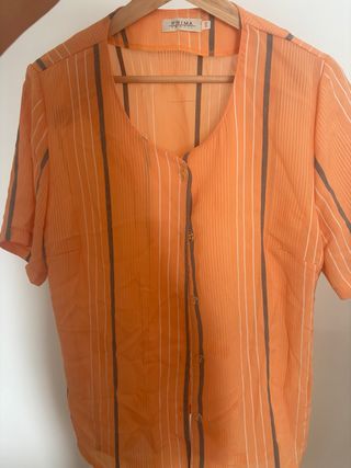 Camisa vintage rayas naranja talla L