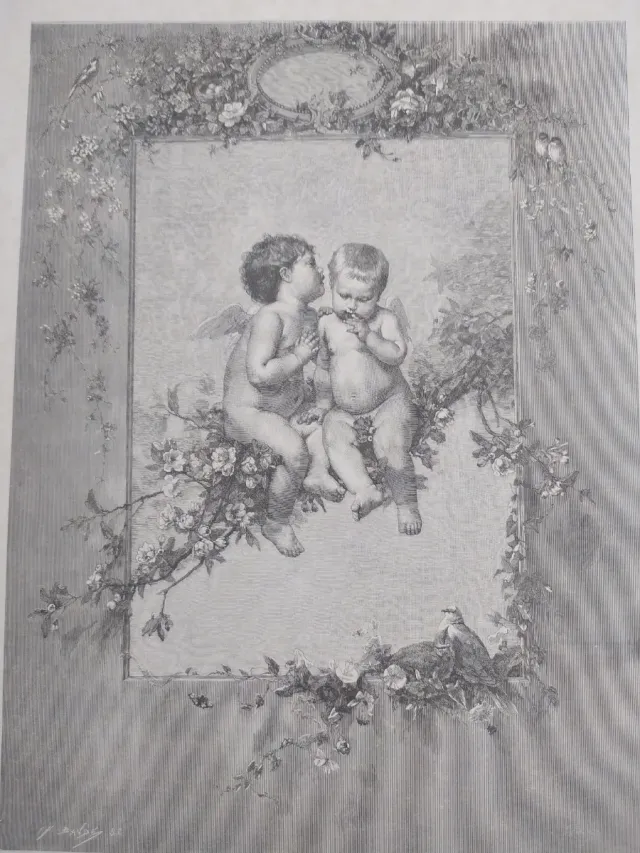 Lámina Litografía E. Lobrichon Ángeles