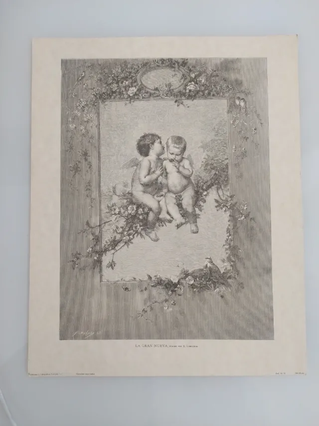 Lámina Litografía E. Lobrichon Ángeles