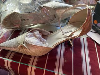 Zapatos de fiesta plateados y marrones talla 38