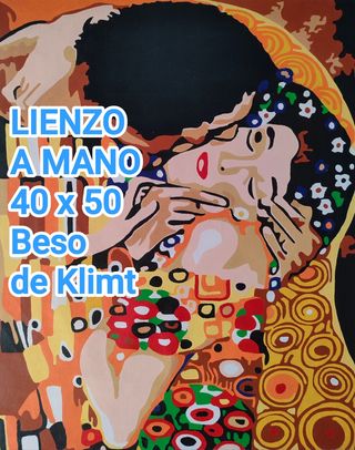 Lienzo Beso Klimt 40x50 óleo pintura cuadro 