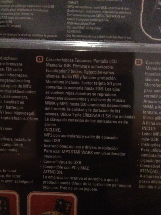 Mp3 Star Wars nuevo a estrenar. Mp3 Darth Vader 1G